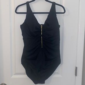 Trimshaper by Miraclesuit one piece swimsuit black size 14